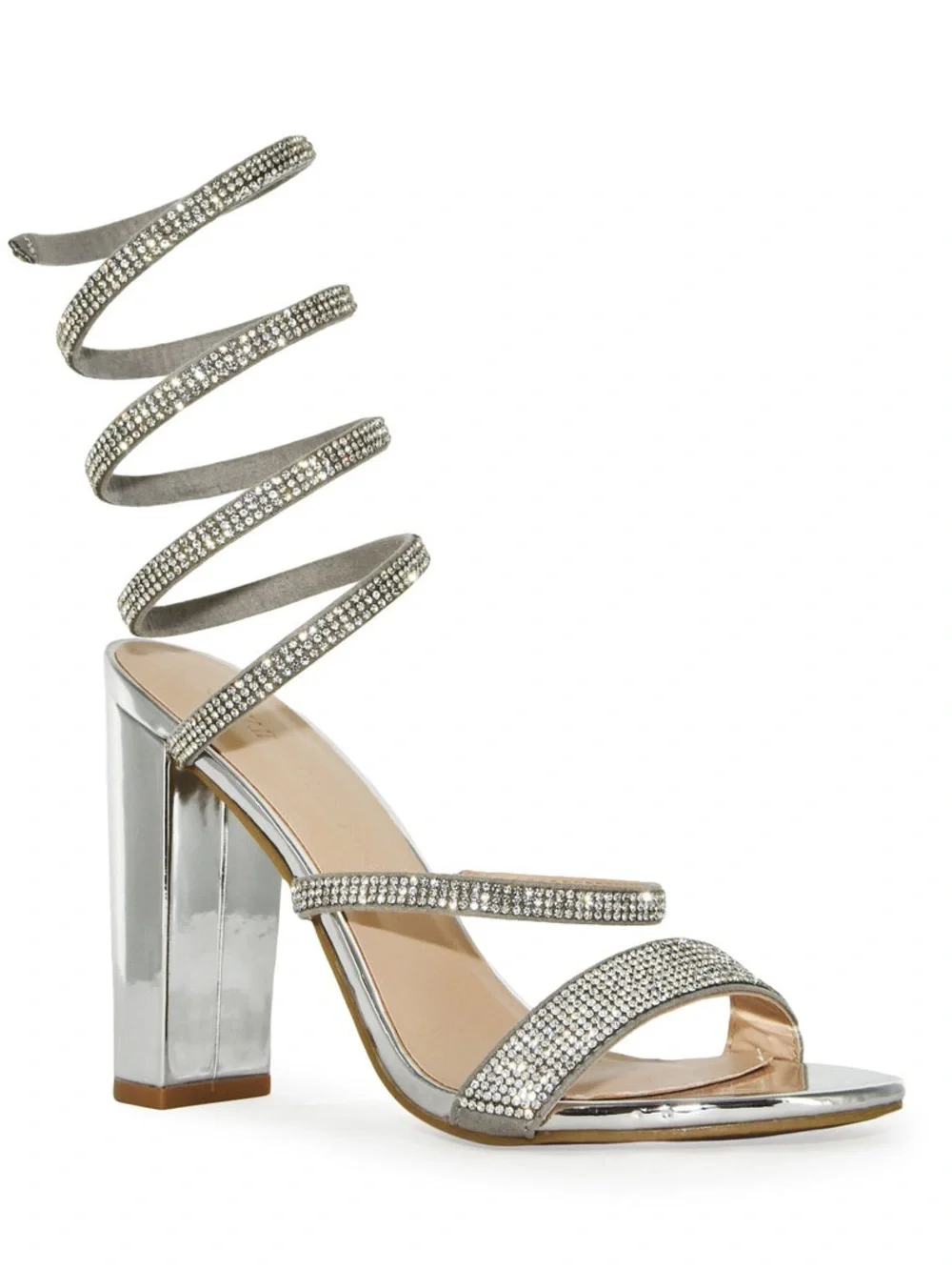 Silver Rhinestone Wrap Open-Toe HighHeel - Picture 7 of 7
